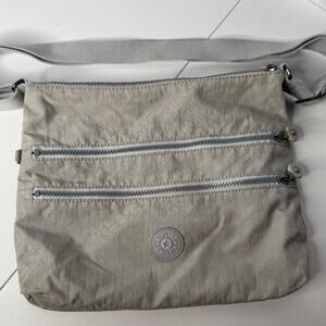 Kipling Alvar Gray Nylon Crossbody Bag Adjustable Strap Zip Pockets